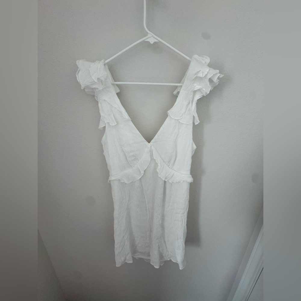 Miami White Ruffle Sleeve Dress